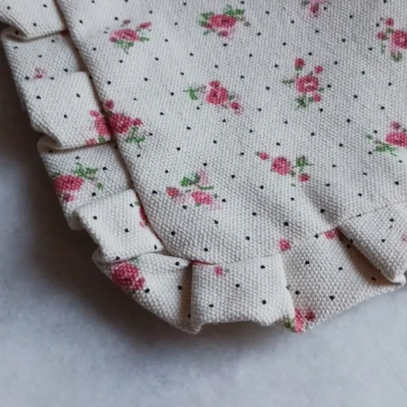 SEZANE FROUSFROUS CANVAS POUCH floral zippered ruffle bag cottagecore pi… - Picture 3 of 5